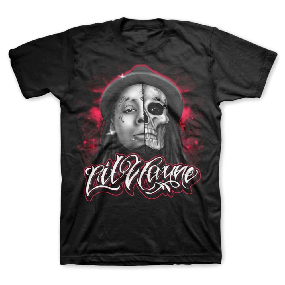 Мужская футболка с эскизом черепа Lil Wayne Medium Черная