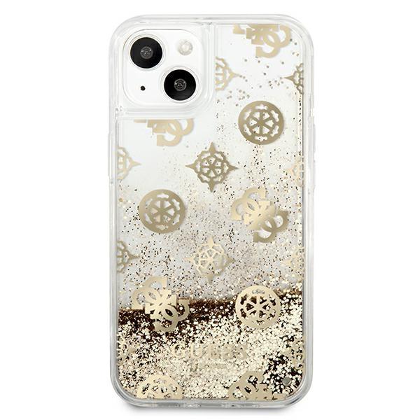 Etui do iPhone 13 mini Guess Peony Liquid Glitter Złote