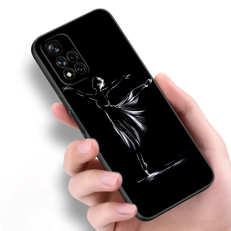 Ballet Girl Black Silicone Phone Case For Xiaomi POCO X3 X4 NFC F5 M3 M4 M6 X5 X6 Pro F3 F4 GT 5G C55 C65 M5