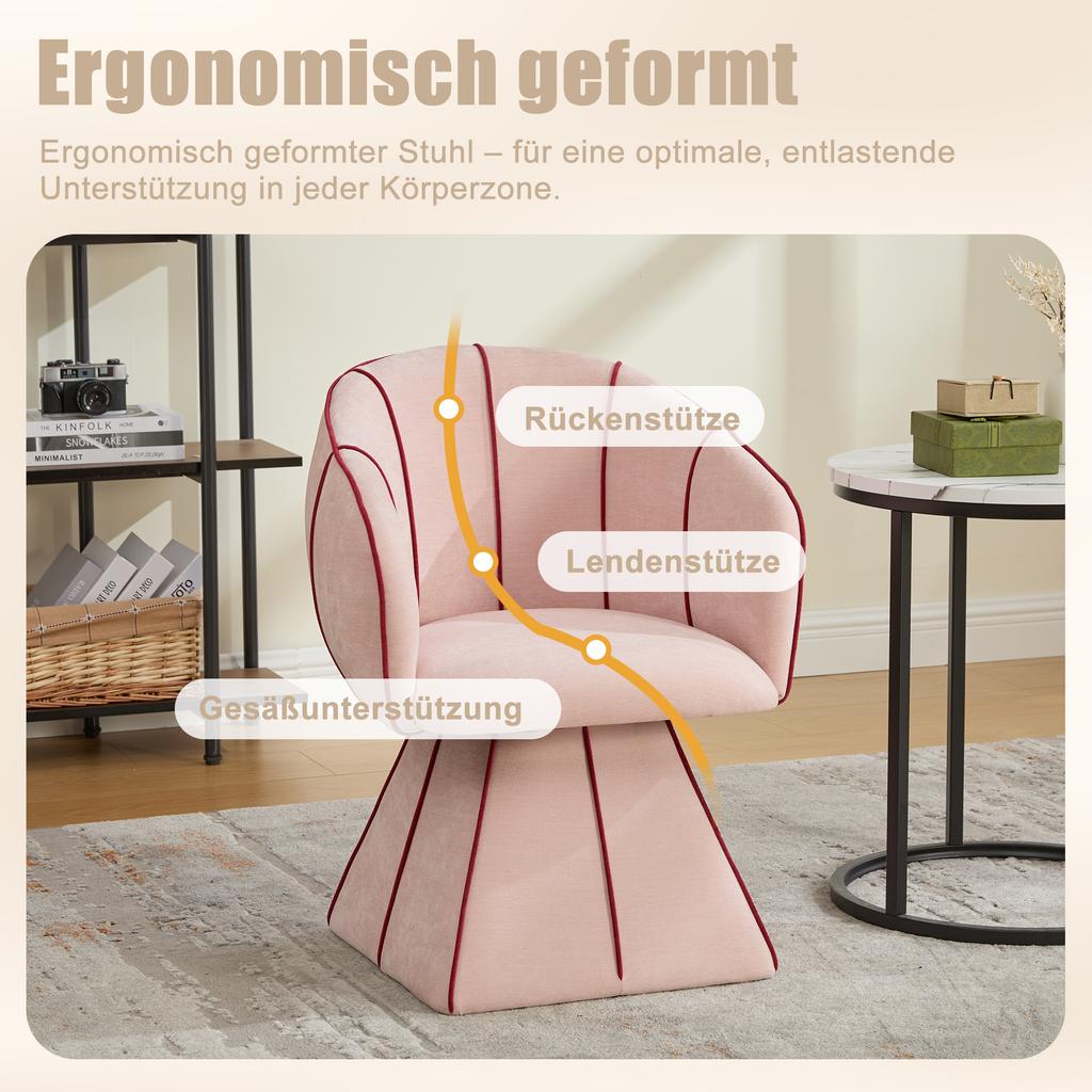 Swivel Chair, Suitable for Adults and Teenagers. Ergonomic Design with High Backrest, Ideal for Bedroom and Living Room (Pink Chenille)