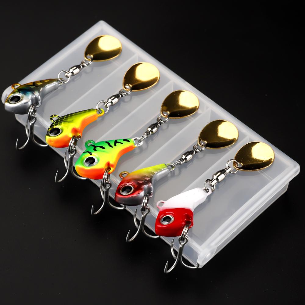5pcs Luya Bait Metal VIB Small Cyclone Rotary Vibration VIB Glitter Iron Plate Sea Fishing Freshwater Bait