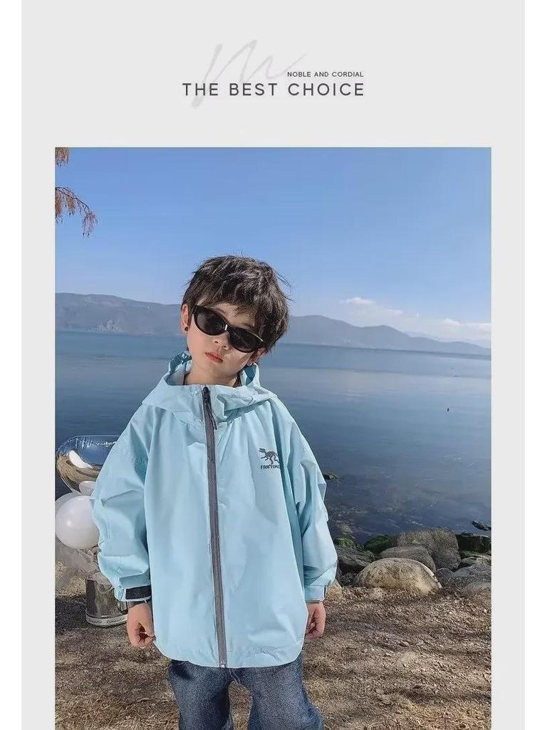 Куртка с капюшоном для мальчиков весна-осень 2024 г. - модная детская верхняя одежда