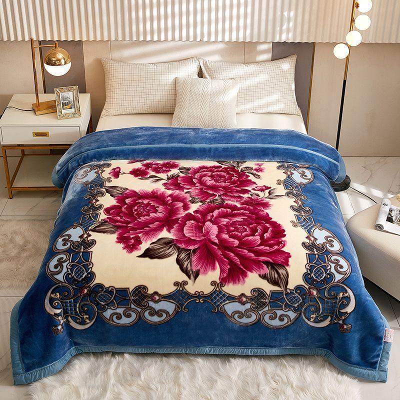 150x200cm Raschel Blanket Thick Double-layer Soft Plush Quilt Double Sided Velvet Winter Dormitory Office Sofa Warm Bed Sheet
