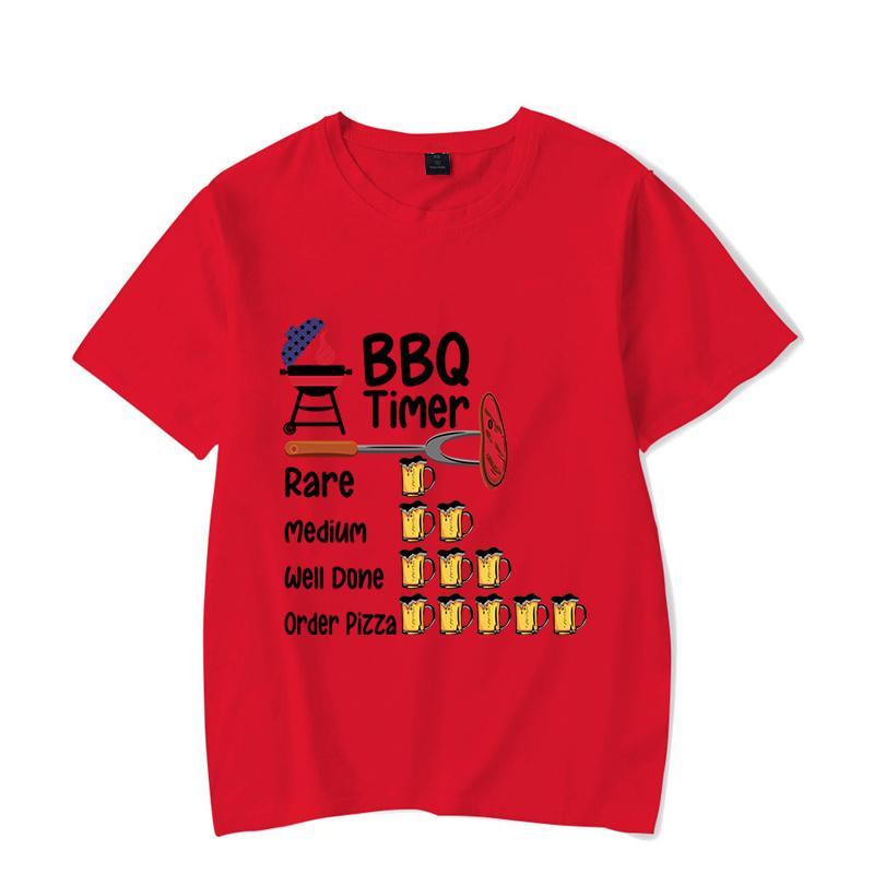 Рубашка BBQ TIMER Мужская футболка с принтом BEER Свитшот с коротким рукавом Летняя футболка Пуловеры Топы Большие дышащие футболки Рубашка