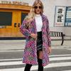 Leopard Faux Fur Coat Women Clothes Fashion Lapel Fluffy Jacket Female Long Sleeve Blazer Collar Faux Fur Jacket Ladies Plush Coat Streetwear