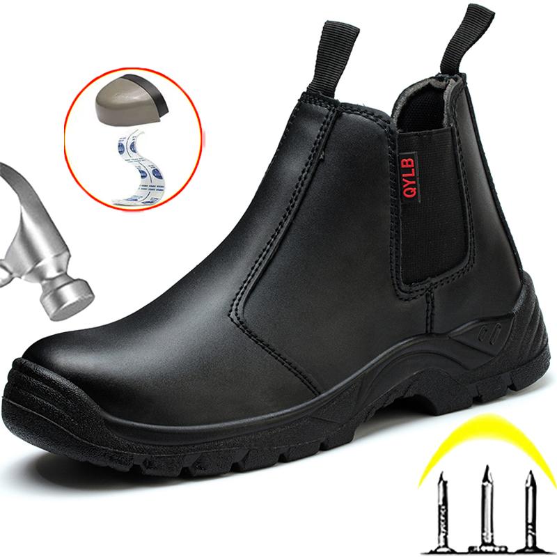 Fashion New Waterproof Work Boots Steel Toe Shoes Men Safety Shoes Anti Scald Welding Boots Puncture-Proof Industrial Shoes Protective