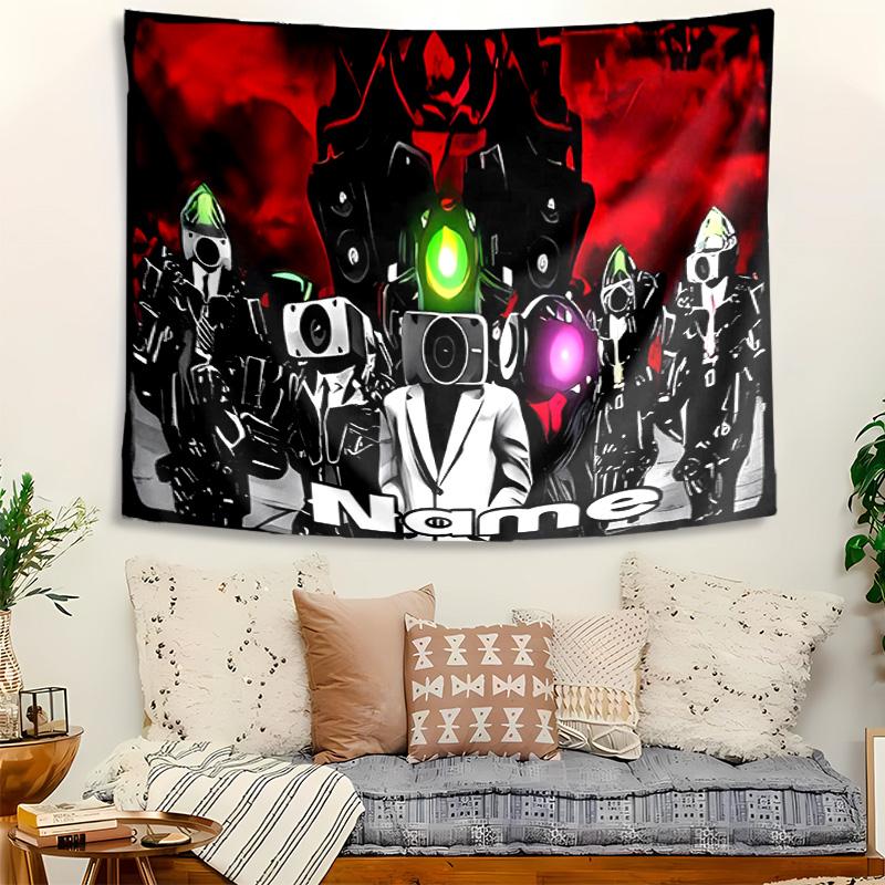 Personalized Skibidi Toilet Background Tapestry,Custom Name Birthday Party,Multifunctional Wall Decoration for Home Decor,Various Occasions