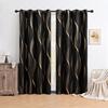 1PC Full Blackout Hot Stamping Wave Pattern Perforated Curtain, Suitable for Hotel Bedrooms and Living Rooms