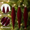 6Pcs Red Christmas Tree Flocking Pendant Kit Flocked Hanging Decorations  Christmas