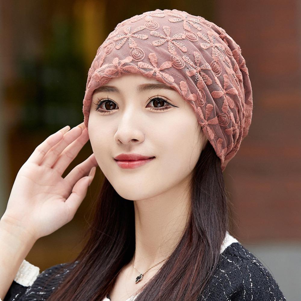 Hollow Out Crochet Slouchy Hat Lace Flower Turban Beanies Caps Chemo Cap Beanies Cap Outdoor Hats