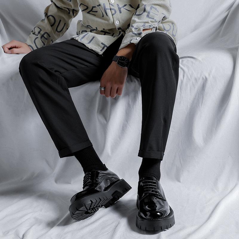 Маленькие кожаные туфли на шнуровке в британском стиле, новые мужские туфли из лакированной кожи на платформе в стиле ретро 20352-R