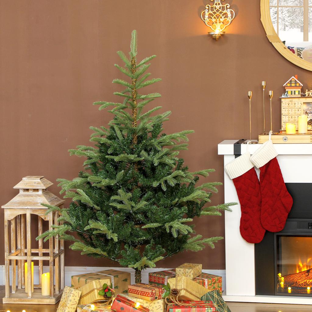 Artificial Christmas Tree 150cm with 492 Branches and Foldable Metal Stand, Easy Assembly for Indoor Living Room, Green