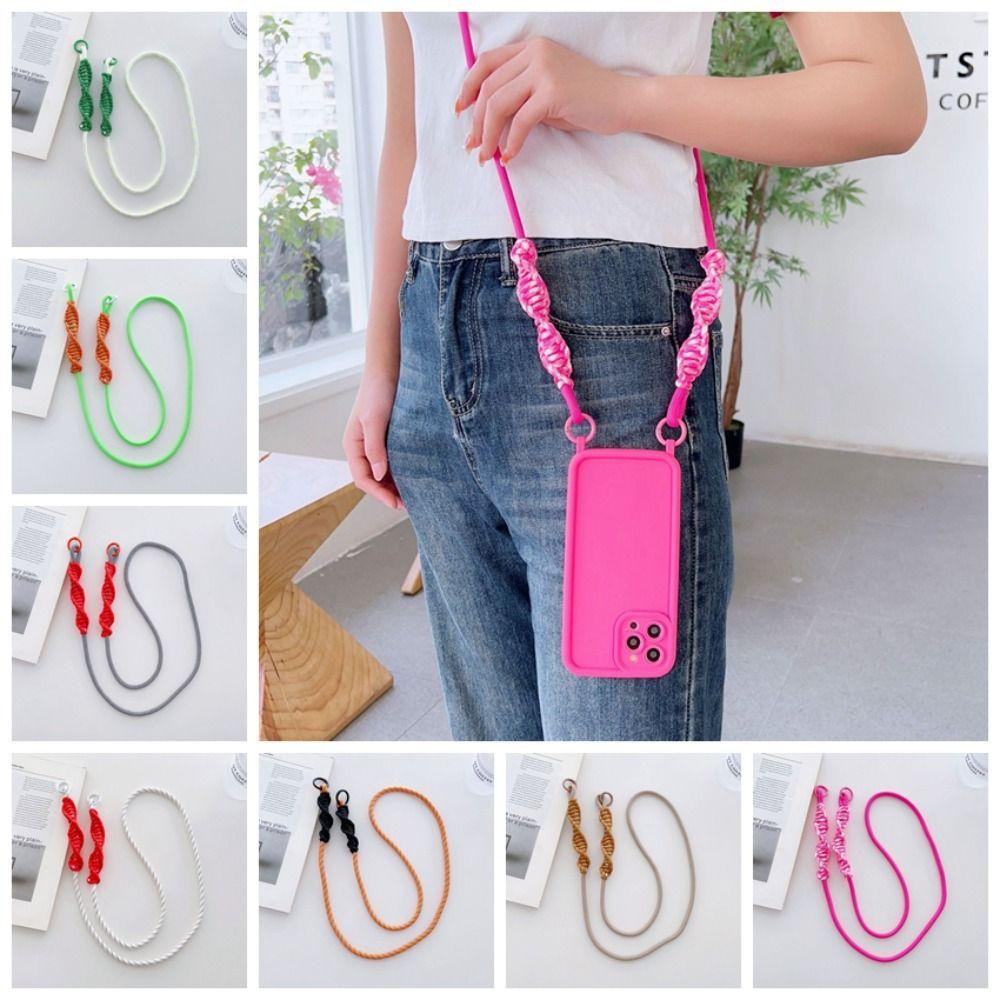 Anti-Lost Mobile Devices Crossbody Lanyard Hand-woven Colorful Weave Phone Straps Birthday Gift