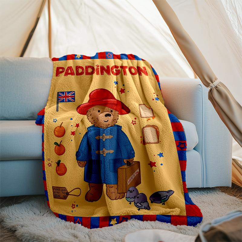 Paddington Bear Theme Printed Blanket - Perfect for Couch, Bed, Travel & Outdoor Use | Machine Washable, Cozy & Durable.