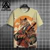 Men's Animal T-Shirt Japanese Samurai Cat Element Graphic 3D Print T-Shirt
