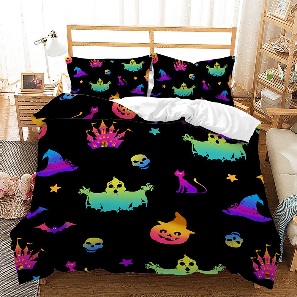 Halloween Pumpkin Ghost Three-Piece 3D Digital Printing Four-Piece Quilt Cover