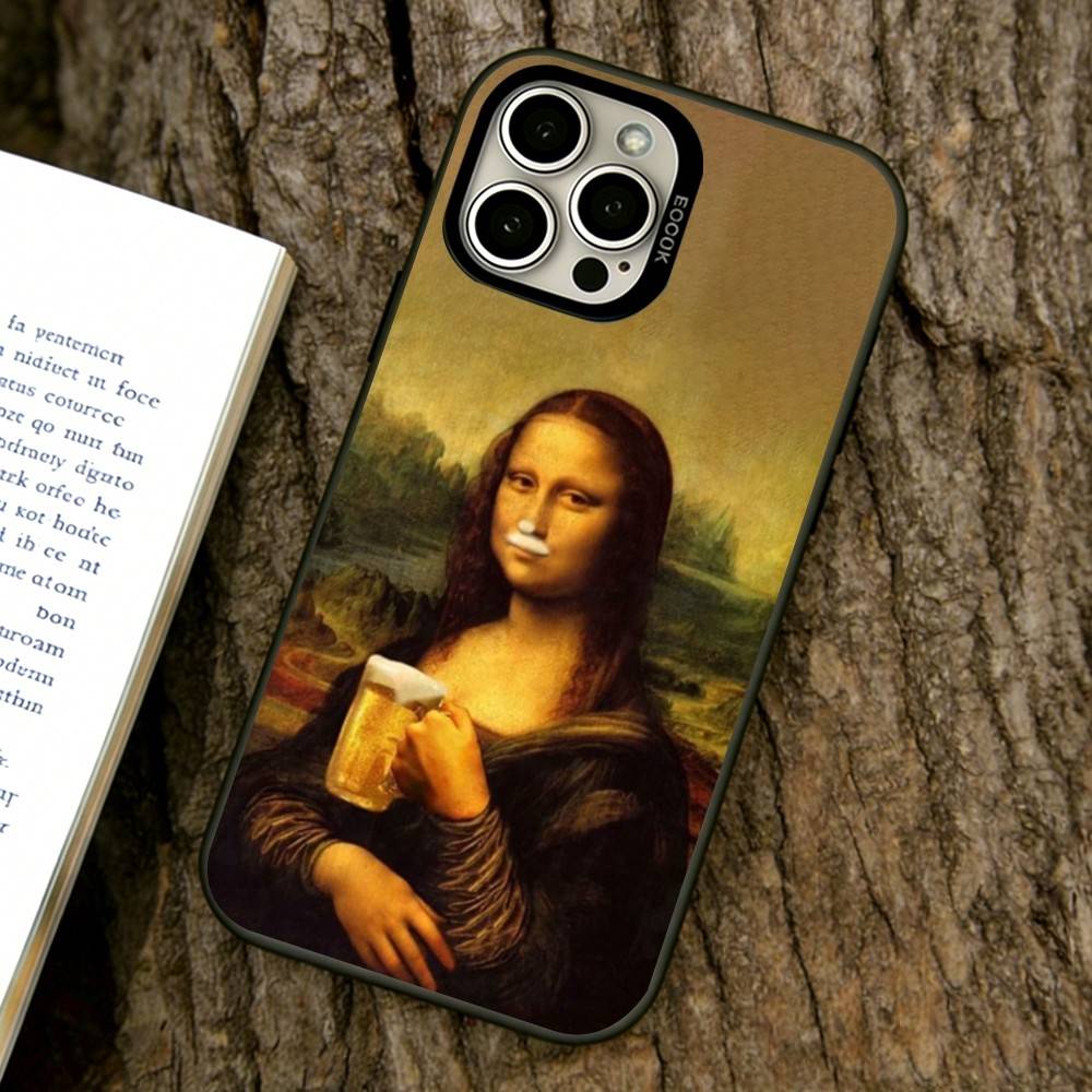 Смешной Чехол для Телефона с Артом М-Мона Лиза Для iPhone 17,16,15,14,13,12,11 Plus,Pro Max,XS,Цветной Посеребренный Внутренний Чехол