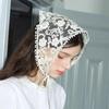 New White Woven Floral Lace Hair Scarf Wraps for Women Retro Triangle Headscarf Hat Girl Headband Hair Accessories
