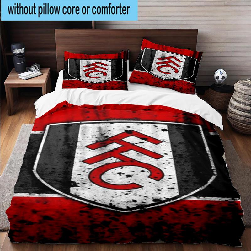 3pcs Fulham F.C Printed Bedding Set Duvet Cover Closure Includes 1 Duvet Cover & 2 Pillowcases Bedding Sets Home Decor Gifts