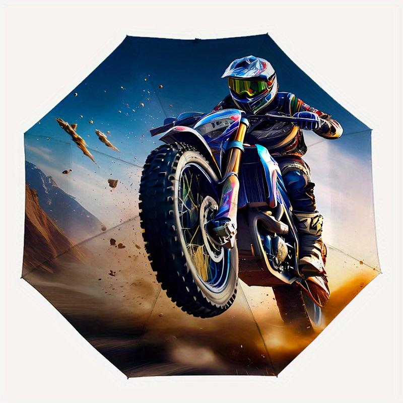 Motorbike,Desert Automatic Folding Umbrella 8 Ribs Lightweight Design, Durable Iron Frame, Compact and Portable, Ideal Birthday or Christm