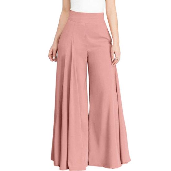 Женские брюки-юбка с широкими штанинами и застежкой-молнией с высокой талией Свободные однотонные брюки A-Big Hem с глубокой промежностью Полная длина Повседневные брюки-кюлоты для танцевальных представлений