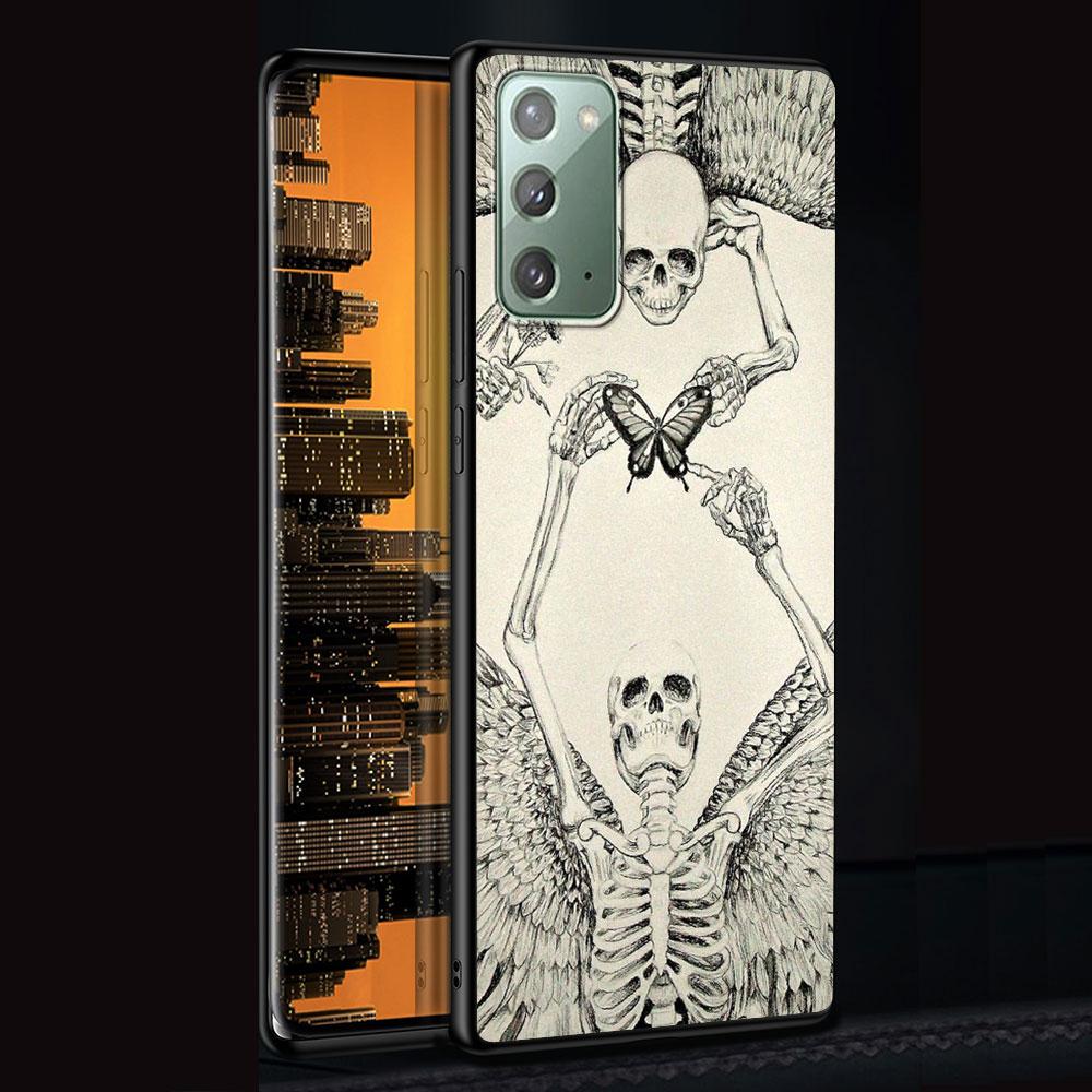 Чехол-бабочка в стиле ретро с черепом для Samsung Galaxy Note 20 Ultra 10 Lite 9 8 A53 A52 S23 S22 S21 S20 Plus, силиконовый черный чехол для телефона