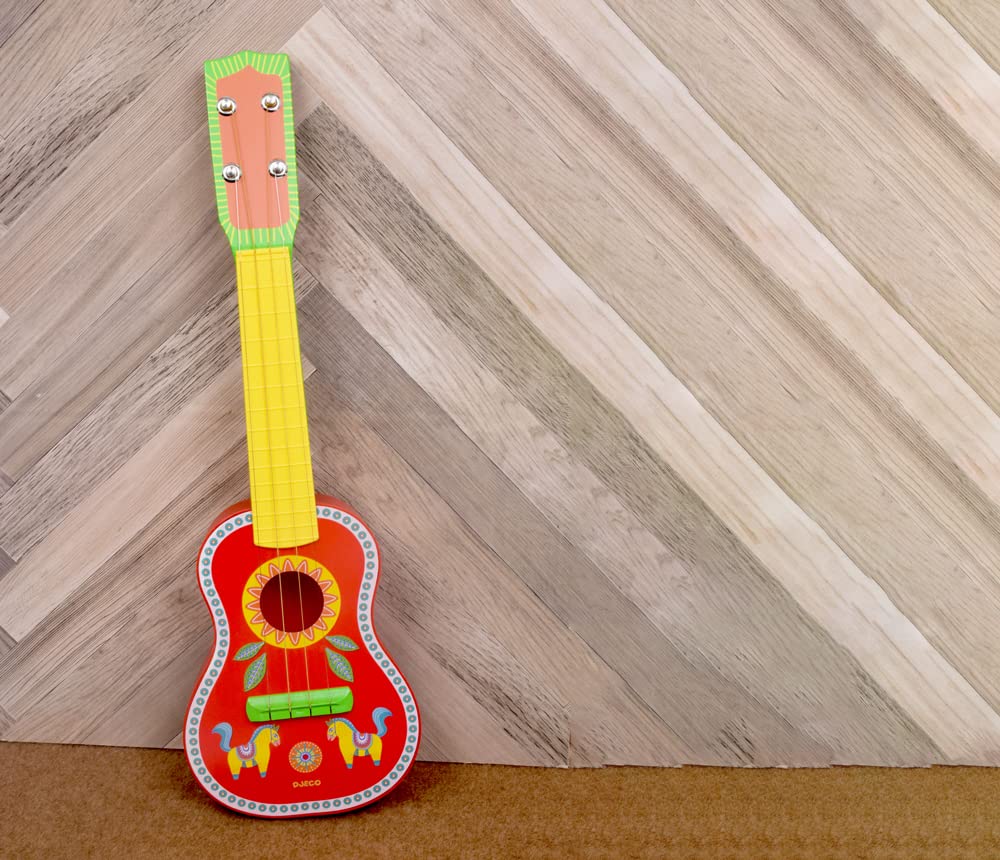 DJECO Ukulele музыкальный инструмент игрушечная гитара мини-гитара игрушка укулеле 4 струны обучающая игрушка музыкальное представление Монтессори 3 года Рождество