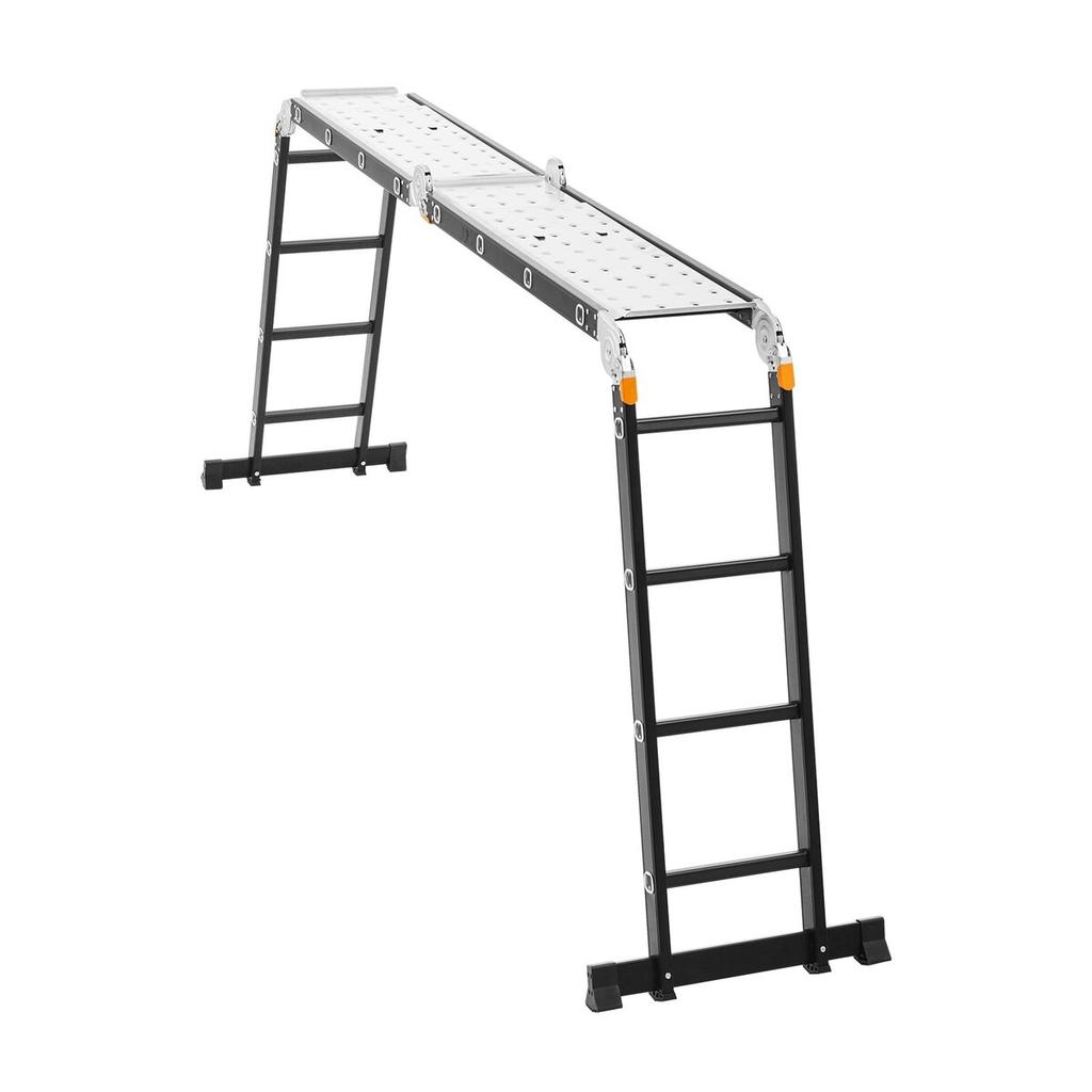 Multi-Purpose Folding Ladder 7-in-1 4 Step 15.5ft with Scaffolding Plank