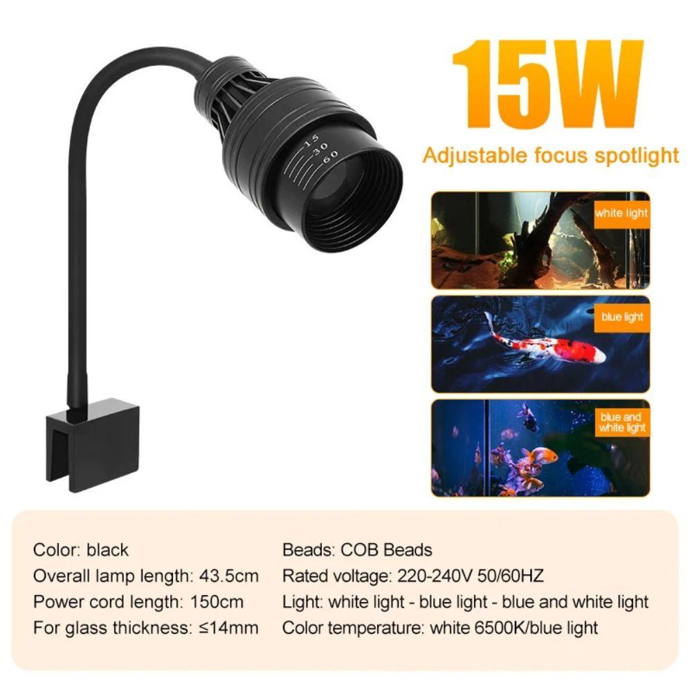 9w 12w 15w Aquarium Led Light Adjustable Focus Waterproof Aquariums Fish Tanks Spotlight Super Slim Clip-on