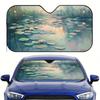 1pc Monet Water Lilies Art Print Car Sunshade - Foldable & Cool Design, 4 Suction Cups For Easy Installation, Space-Saving Fit F