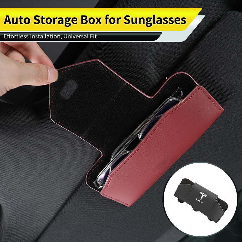 PAJL2 Car Valve Glasses Box Sun Visor Glasses Holder Sunglasses Case For Tesla Model 3 Model S Model X Model Y Roadster Bonina Coil