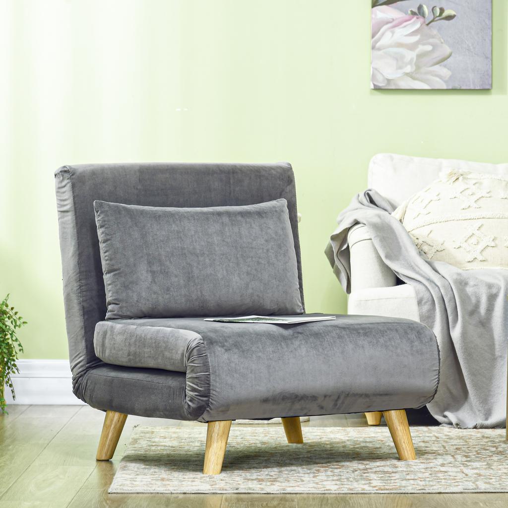 Recliner Armchair Guest Bed 2-in-1, 72x78x79 cm, Grey