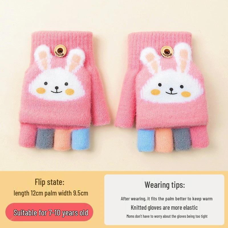 Cozy Cartoon Crocodile Flip-Top Kids' Gloves