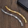 Stainless Steel Geometric Link Bracelet With Crystal Inlay Men Women Fashion OL Style Adjustable Chain Jewelry