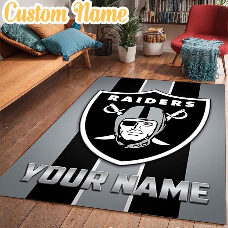 Custom Name Raiders Team Logo Design Rug Office Rug Chair Mat Non Slip Carpet Rugs for Bedrooms Dining Room Living Room Home Decor gifts