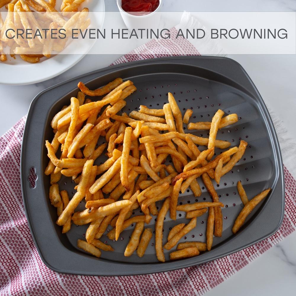 Противень для запекания картофеля фри с антипригарным покрытием, вентилируемое основание, углеродистая сталь, подходит для духовки, лист для выпечки, хрустящий картофель фри, закуски, легко моется