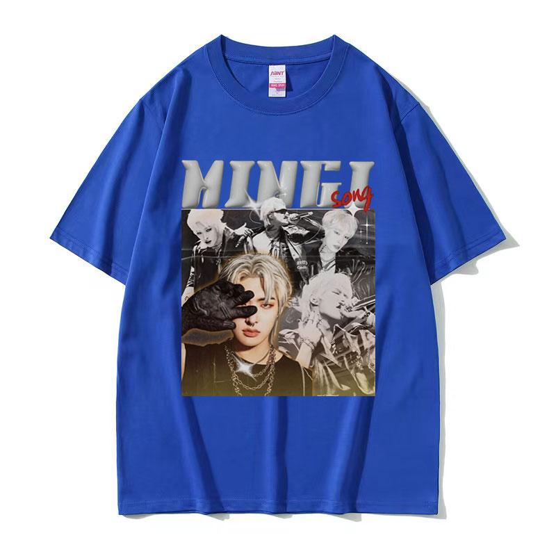 Korean Ateez MINGI Graphic T Shirt Unisexs Hip Hop Retro Fashion Short Sleeve Tshirts Casual Oversized Cotton Tshirt Streetwear