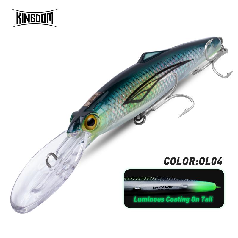 Kingdom Kingpro OM145/160 Воблеры Minnow для троллинговых приманок 74 г Большая искусственная плавающая рыболовная приманка для морской рыбалки