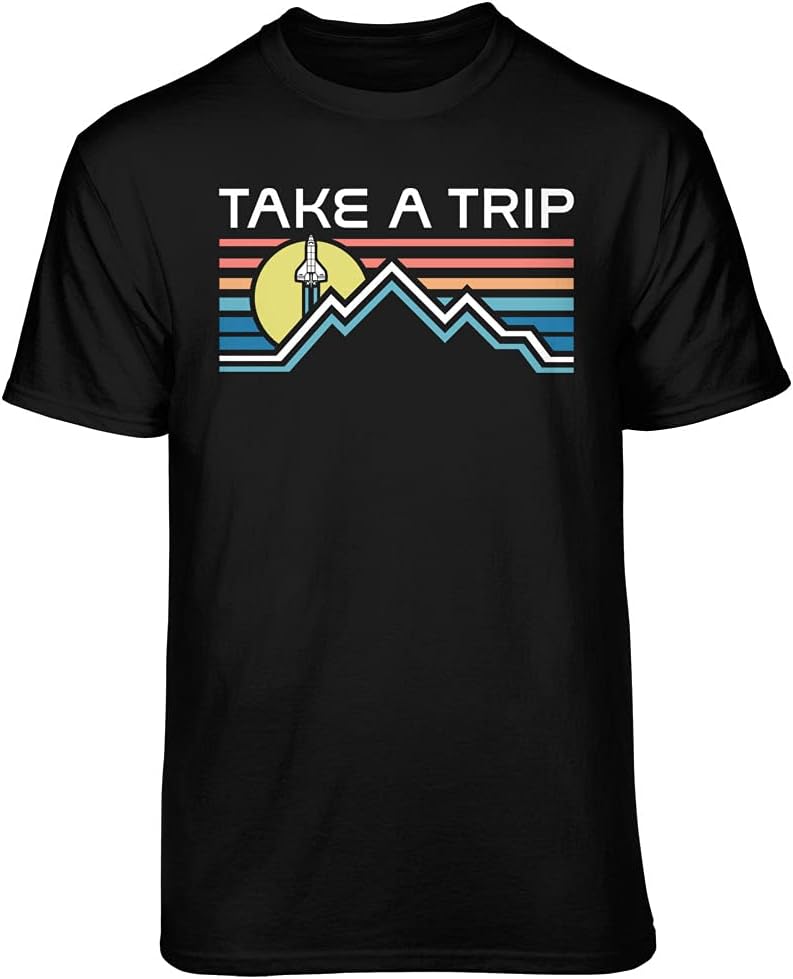 Retro Take A Trip Mountains Rocket T-shirt