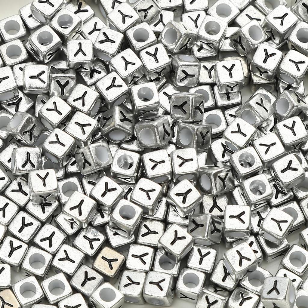 Acrylic English Letter Cube Beads For DIY Necklace Bracelet Earrings Jewelry Making Craft Accessories