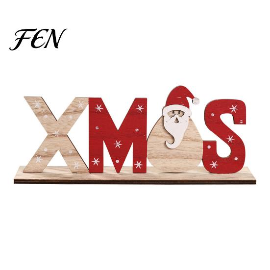 Wood Letter Ornament Wooden Christmas Table Sign, XMAS SNOW NOEL Tabletop Sign with Festive Party Decor Base, Hollow Centerpiece for Xmas Decorations