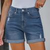 Jean Cargo Pants For Women Stretchy High Waisted Ripped Denim Shorts With Distressed Curled Edge Jean Shorts Pantalones De Mujer