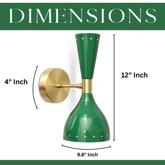 Настенный бра в стиле модерн середины века, зеленый с латунью, ретро, двойной абажур, ручная работа, освещение для спальни
