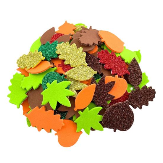 500 шт. пенопластовых наклеек, самоклеящиеся блестящие наклейки в виде кленового листа, осенние наклейки для детей, сделай сам, принадлежности для вечеринок на День благодарения, украшение урожая