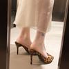 Fashion 2025 Summer New Women's Open Toe Modern Slippers Sexy Leopard Pointed Toe Outdoor Fashion Plus Size Dress Thin Heel Sandals