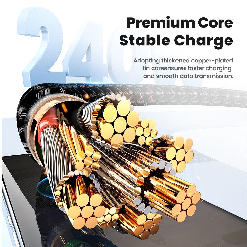 Toocki 240 В USB C на Type C Кабель PD3.1 48 В 5 А Супер Быстрая Зарядка Кабель Type C для 15 Samsung S23 Huawei Macbook