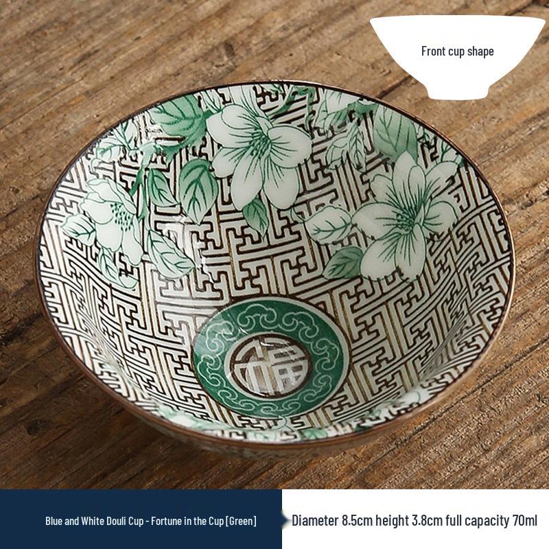 Двухцветная сине-белая фарфоровая чашка доули - Керамическая чашка мастера кунг-фу, Японская дегустационная чаша, Одинарная чайная чашка.