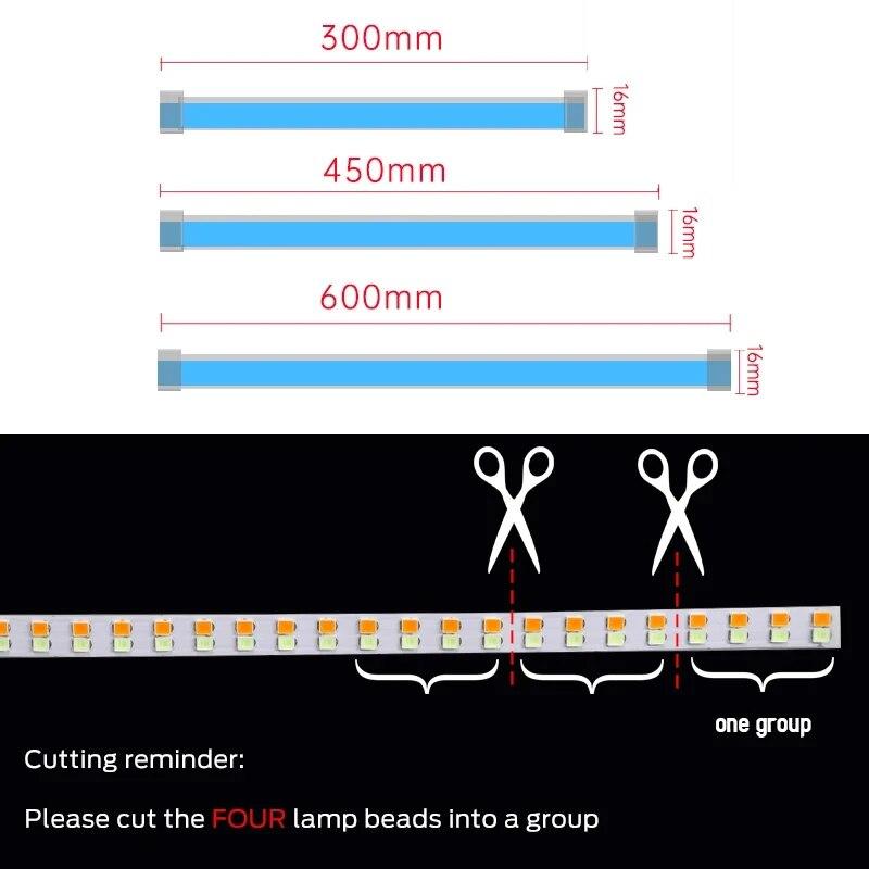 2pcs LED DRL Car Daytime Running Light Flexible Waterproof 45cm Auto Headlights Ice Blue Turn Signal Yellow Brake Flow Light 12V