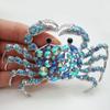 Fashion Trend Elegant Silver-Tone Crab Brooch Pin Blue Rhinestone Lucency Crystal Woman Popular Corsage Vintage Dating Pin Party