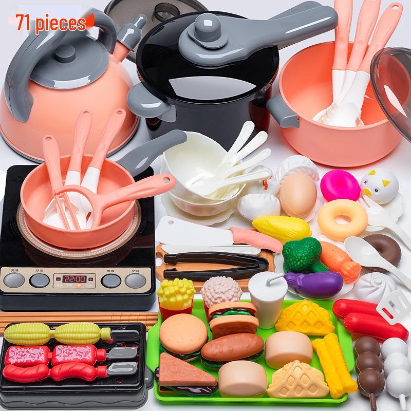 Детский игровой кухонный набор: Индукционная плита и посуда для мальчиков и девочек 2-3 лет - Игрушки для ролевой игры в готовку и жарку